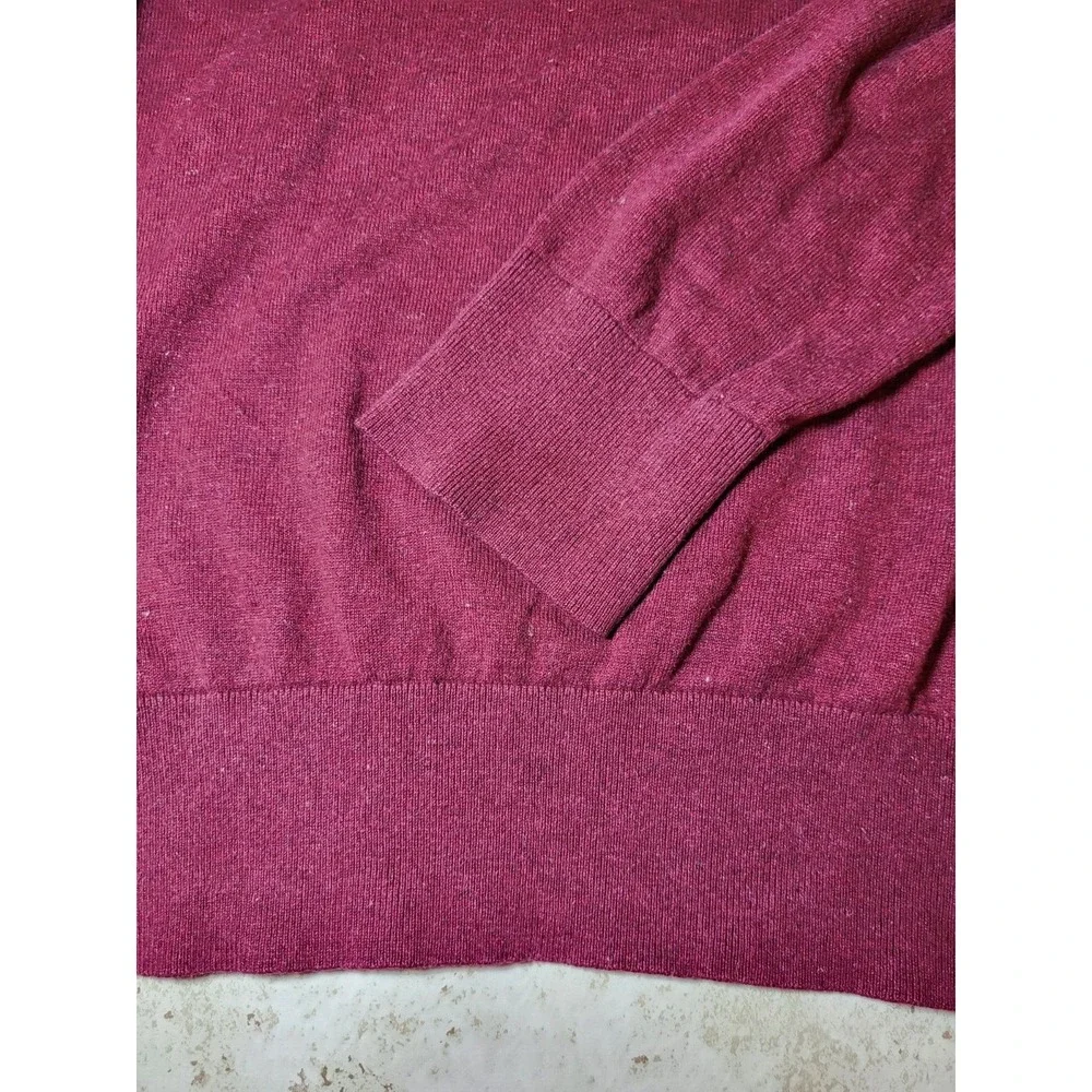 Banana Republic Cranberry V-Neck Mens Sweater Silk Linen‎ Long Sleeve XL